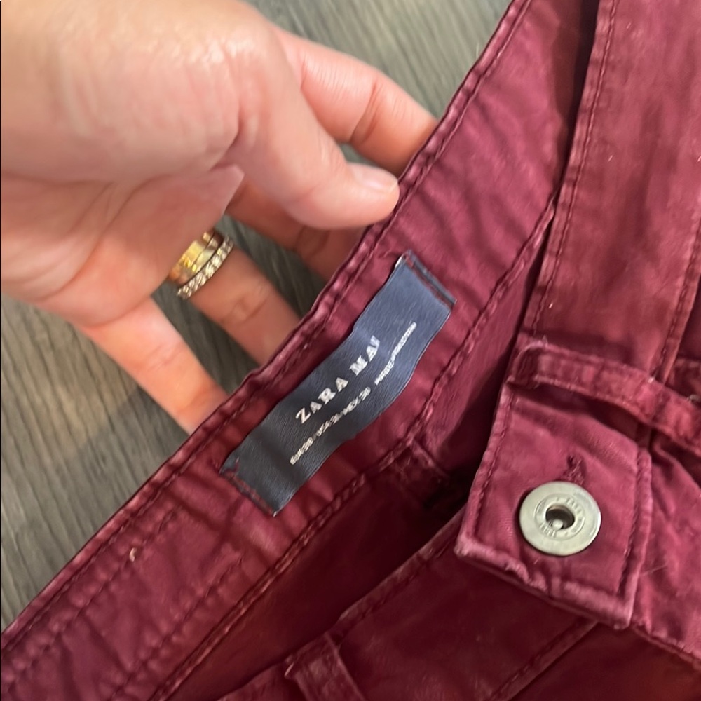 Zara Red Ankle Cropped Jeans - Picture 5 of 6